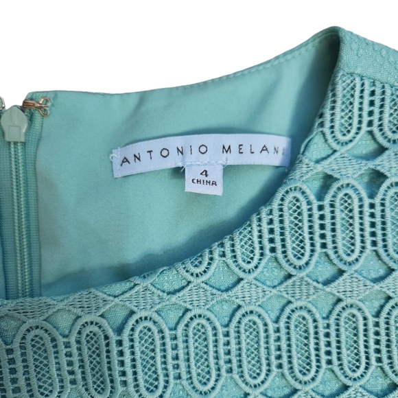 Antonio Melani Beatrice Sheath Dress Knee Length Sleeveless Cocktail Teal Size 4 - Picture 3 of 8